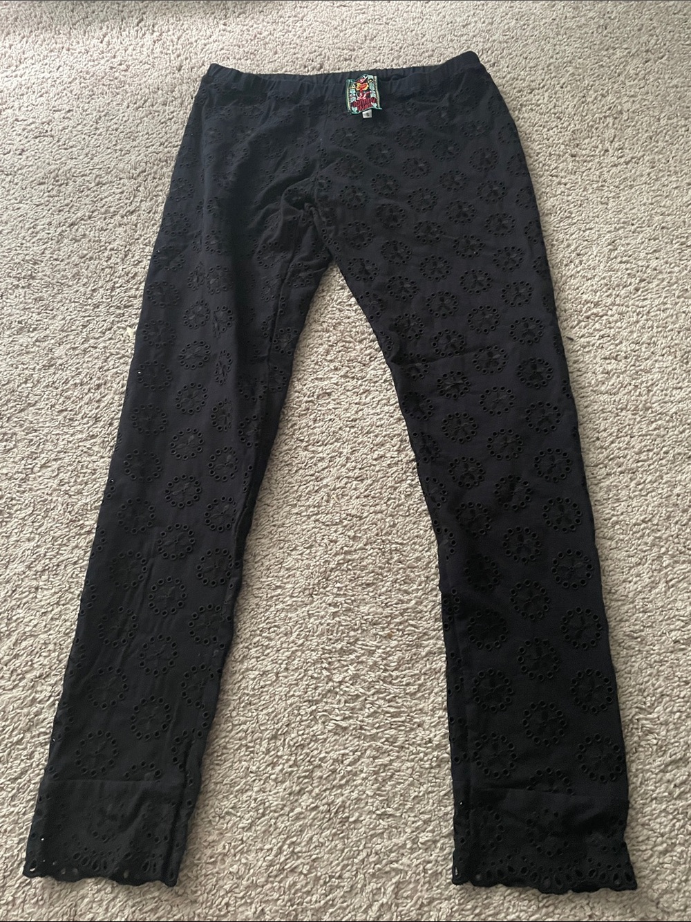 Johnny Was Black Eyelet Leggings